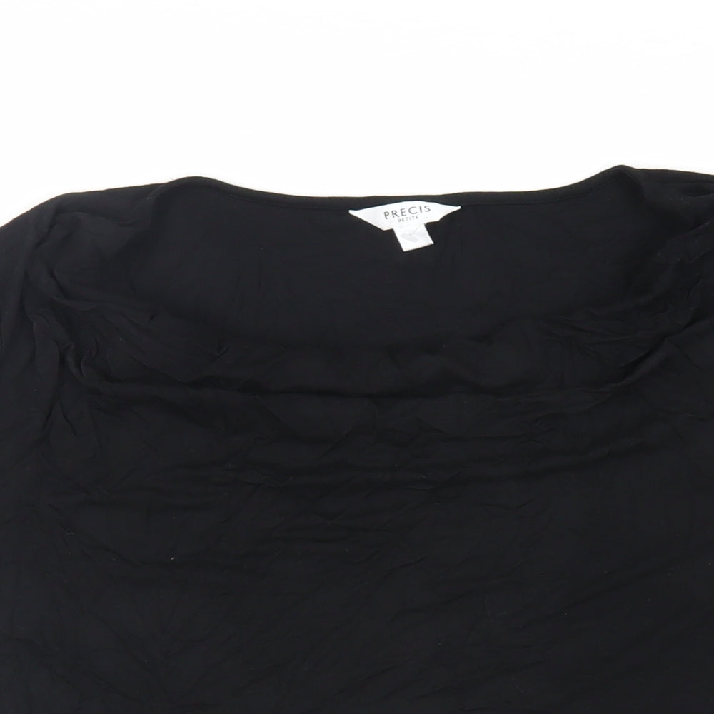 Precis Petite Womens Black Viscose Basic T-Shirt Size L Cowl Neck