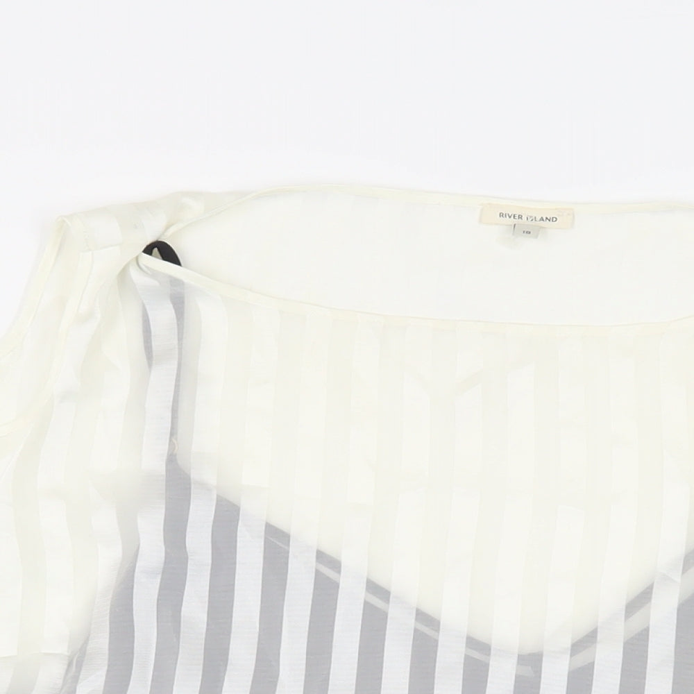 Rivwer Island Womens Ivory Striped Polyester Basic Blouse Size 18 Boat Neck - Cold Shoulder