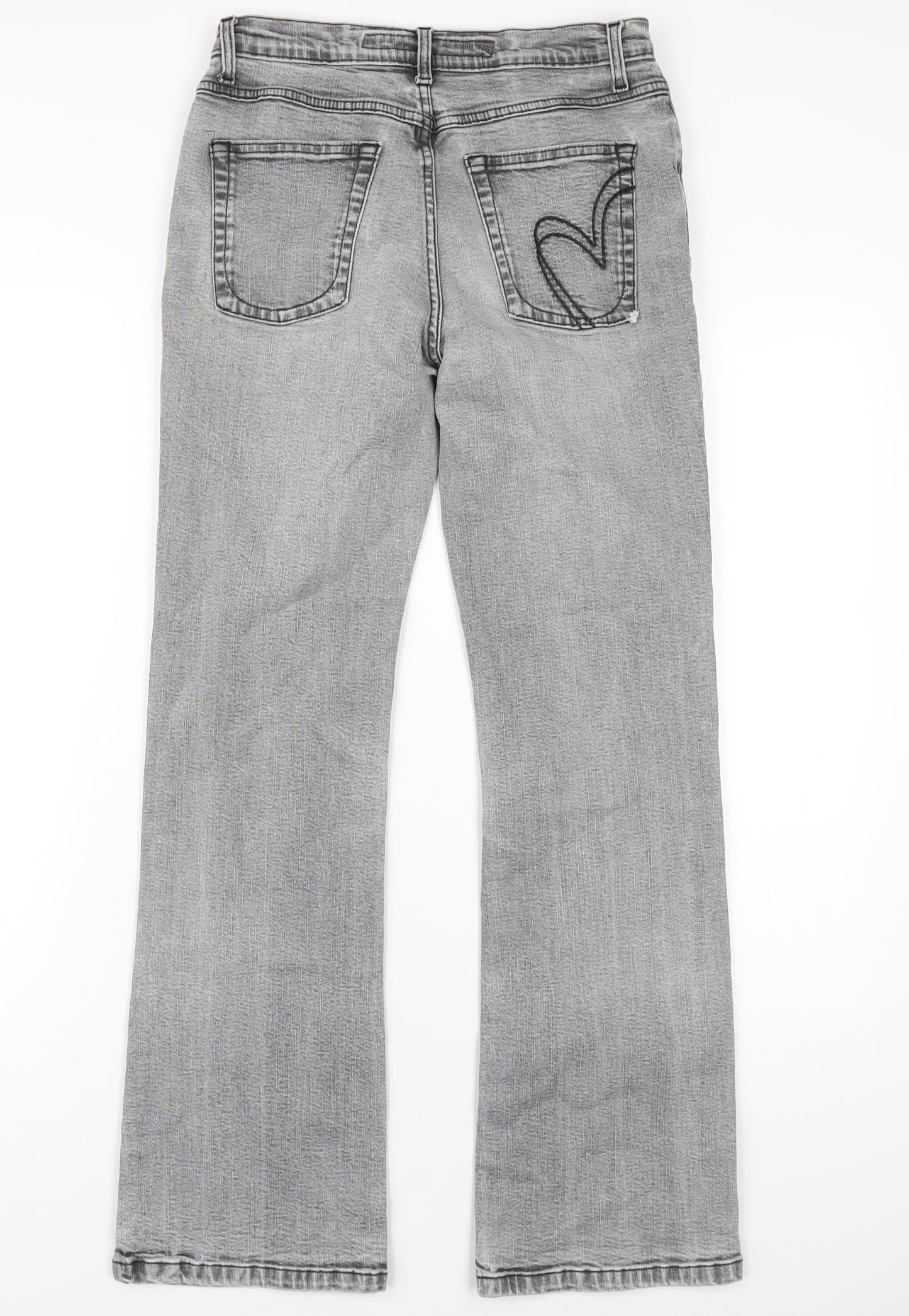 Per Una Womens Grey Cotton Straight Jeans Size 10 L30 in Regular Zip