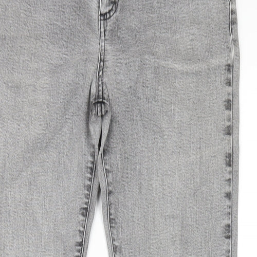 Per Una Womens Grey Cotton Straight Jeans Size 10 L30 in Regular Zip