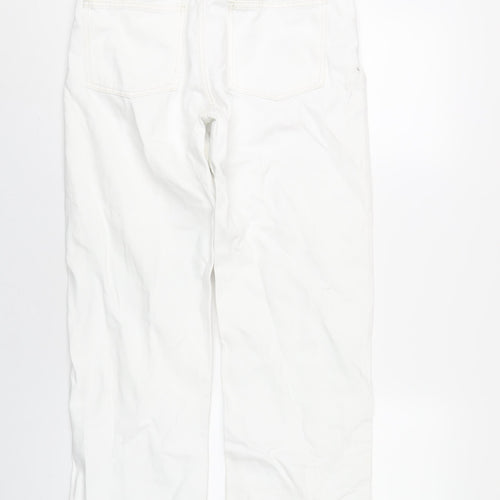 Zara Womens White Cotton Straight Jeans Size 12 L31 in Regular Zip