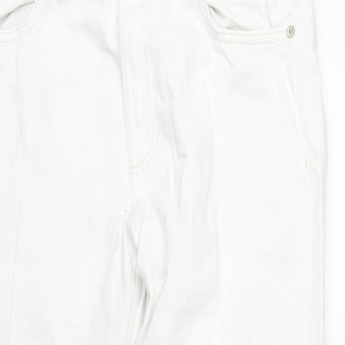 Zara Womens White Cotton Straight Jeans Size 12 L31 in Regular Zip