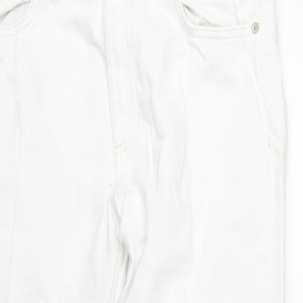 Zara Womens White Cotton Straight Jeans Size 12 L31 in Regular Zip