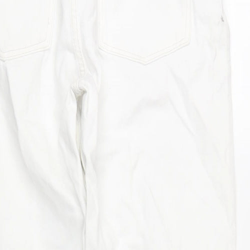 Zara Womens White Cotton Straight Jeans Size 12 L31 in Regular Zip