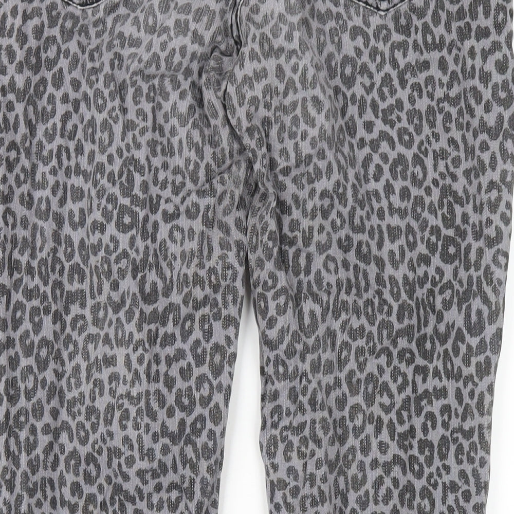 Yessica Womens Grey Animal Print Cotton Straight Jeans Size 10 L30 in Regular Zip