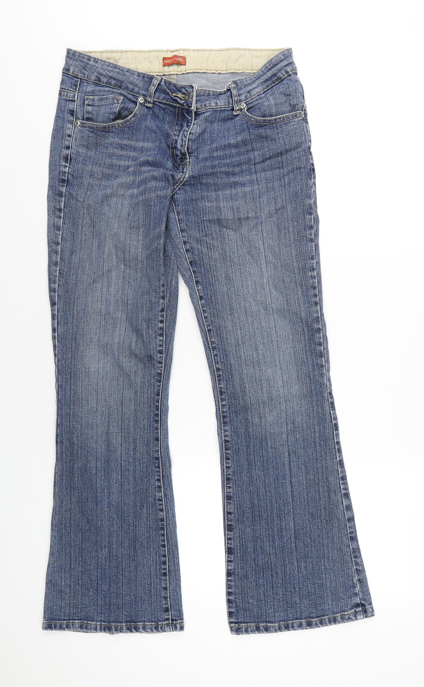 Tokyo Rose Womens Blue Cotton Bootcut Jeans Size 12 L30 in Regular Zip