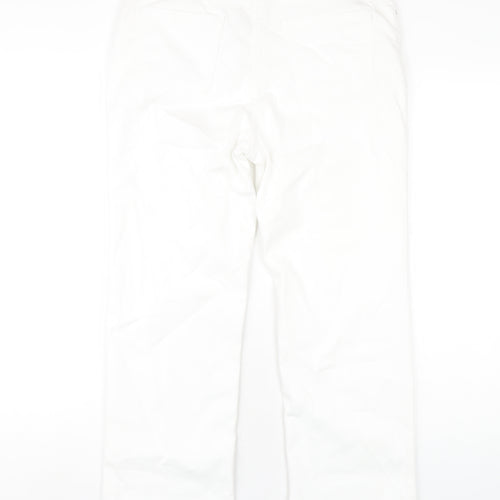 Marks and Spencer Womens White Cotton Straight Jeans Size 12 L26 in Regular Zip