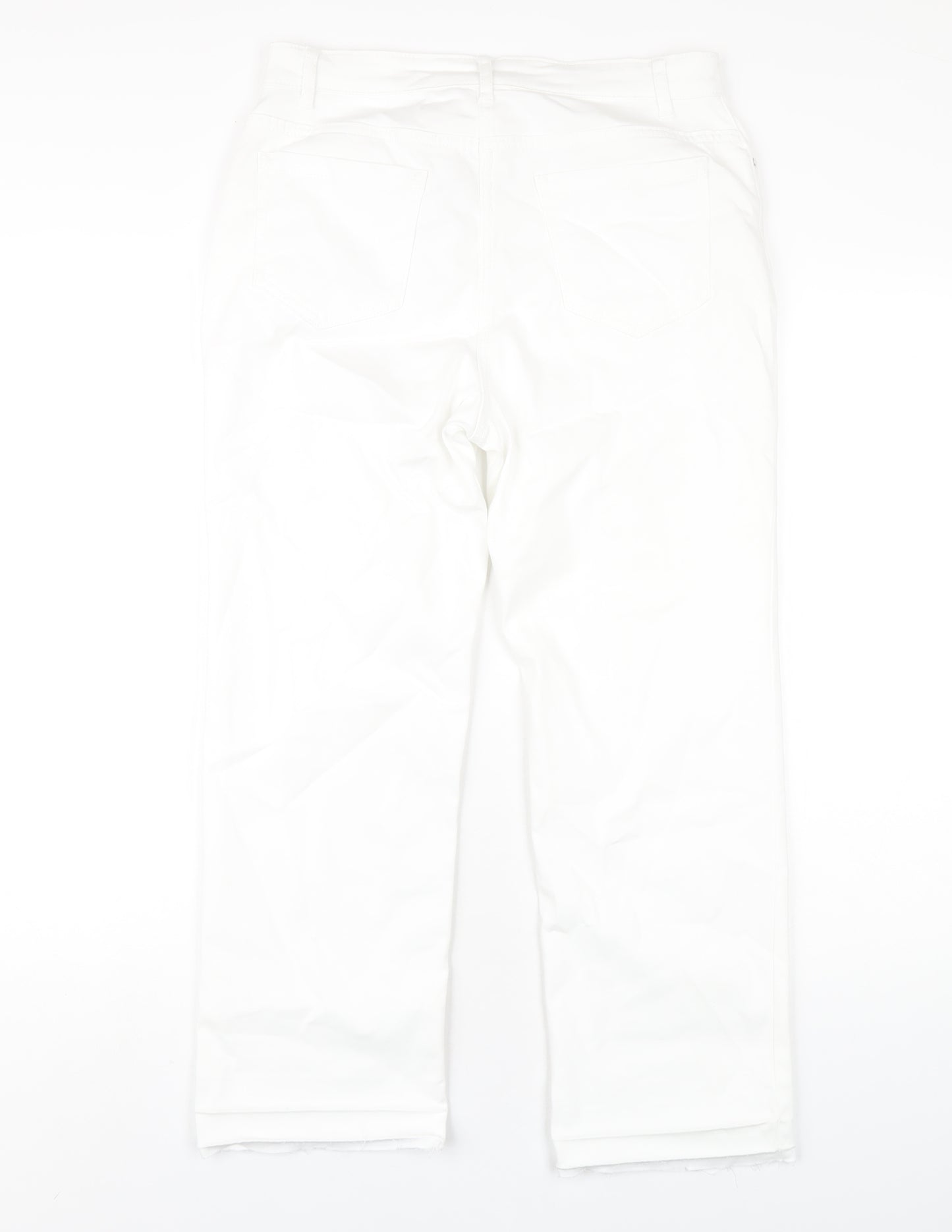 Marks and Spencer Womens White Cotton Straight Jeans Size 12 L26 in Regular Zip