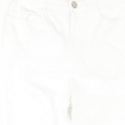 Marks and Spencer Womens White Cotton Straight Jeans Size 12 L26 in Regular Zip