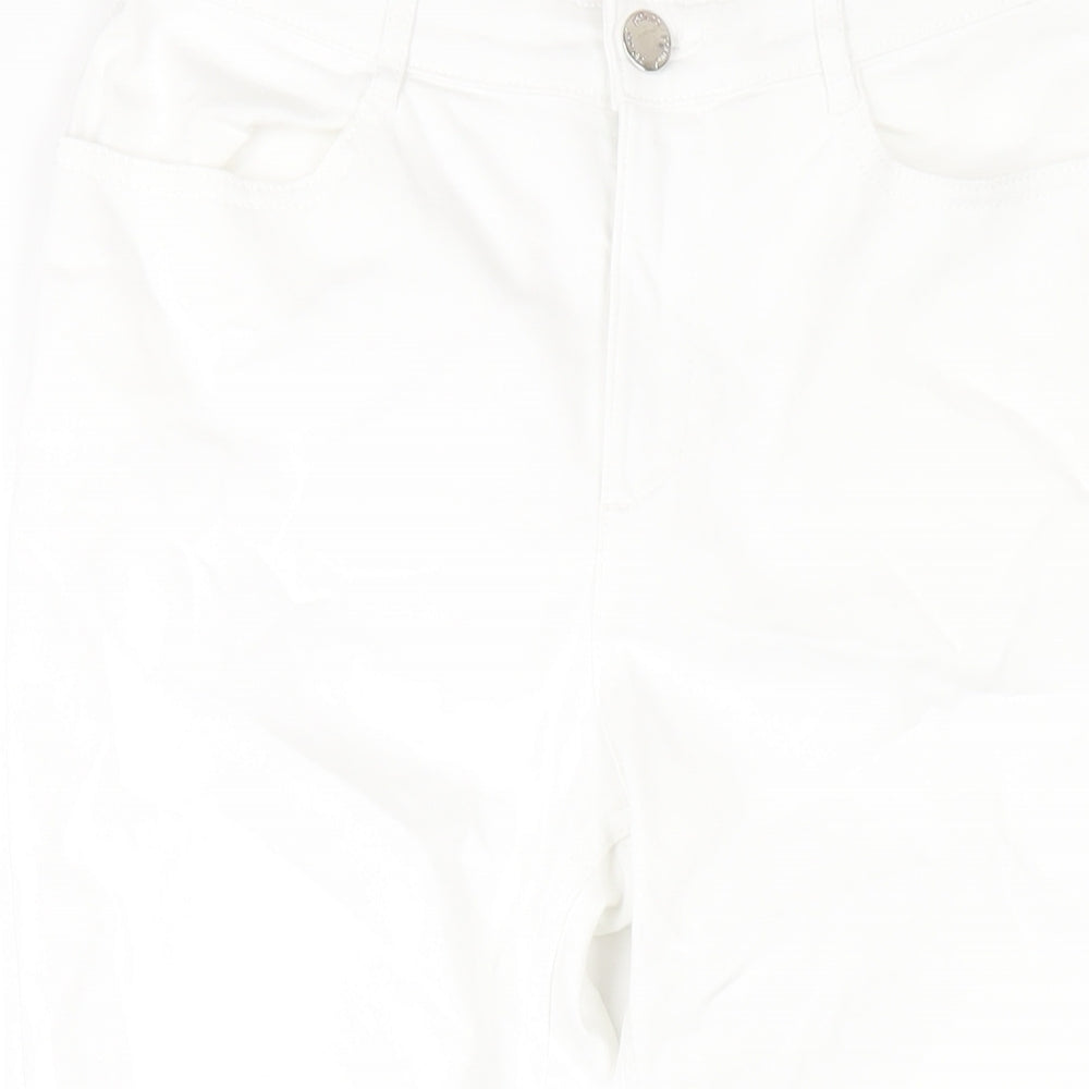 Marks and Spencer Womens White Cotton Straight Jeans Size 12 L26 in Regular Zip