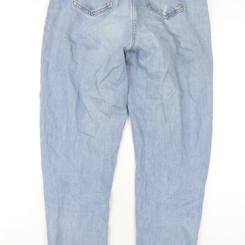 Marks and Spencer Womens Blue Cotton Mom Jeans Size 10 L30 in Regular Zip