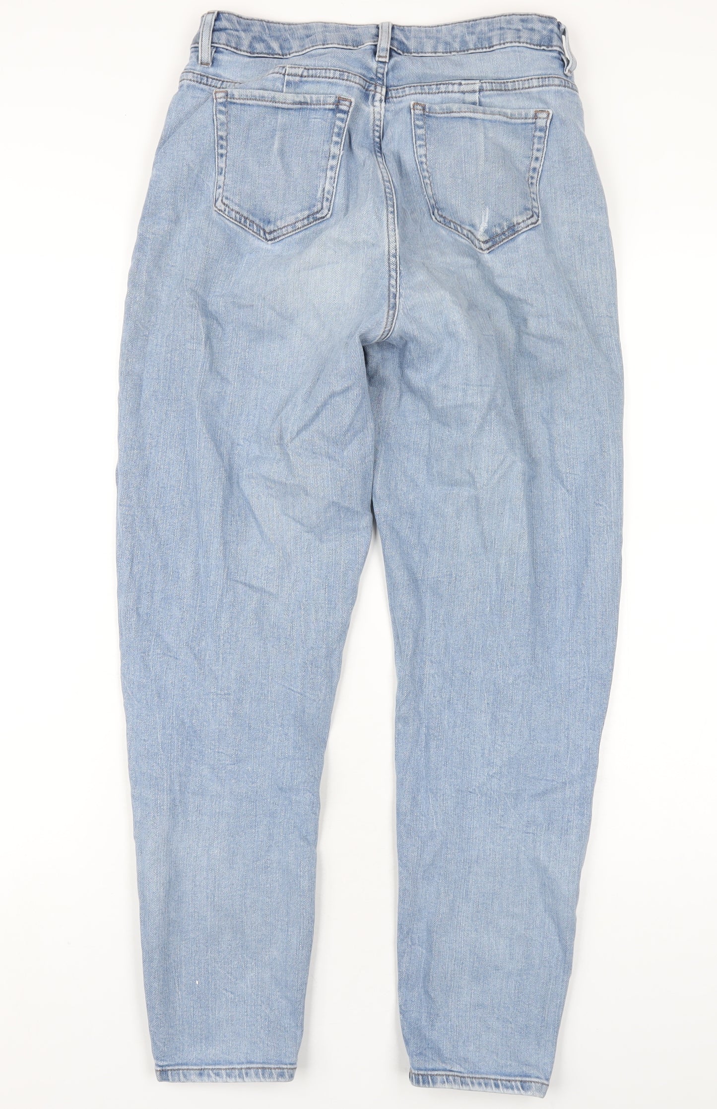 Marks and Spencer Womens Blue Cotton Mom Jeans Size 10 L30 in Regular Zip