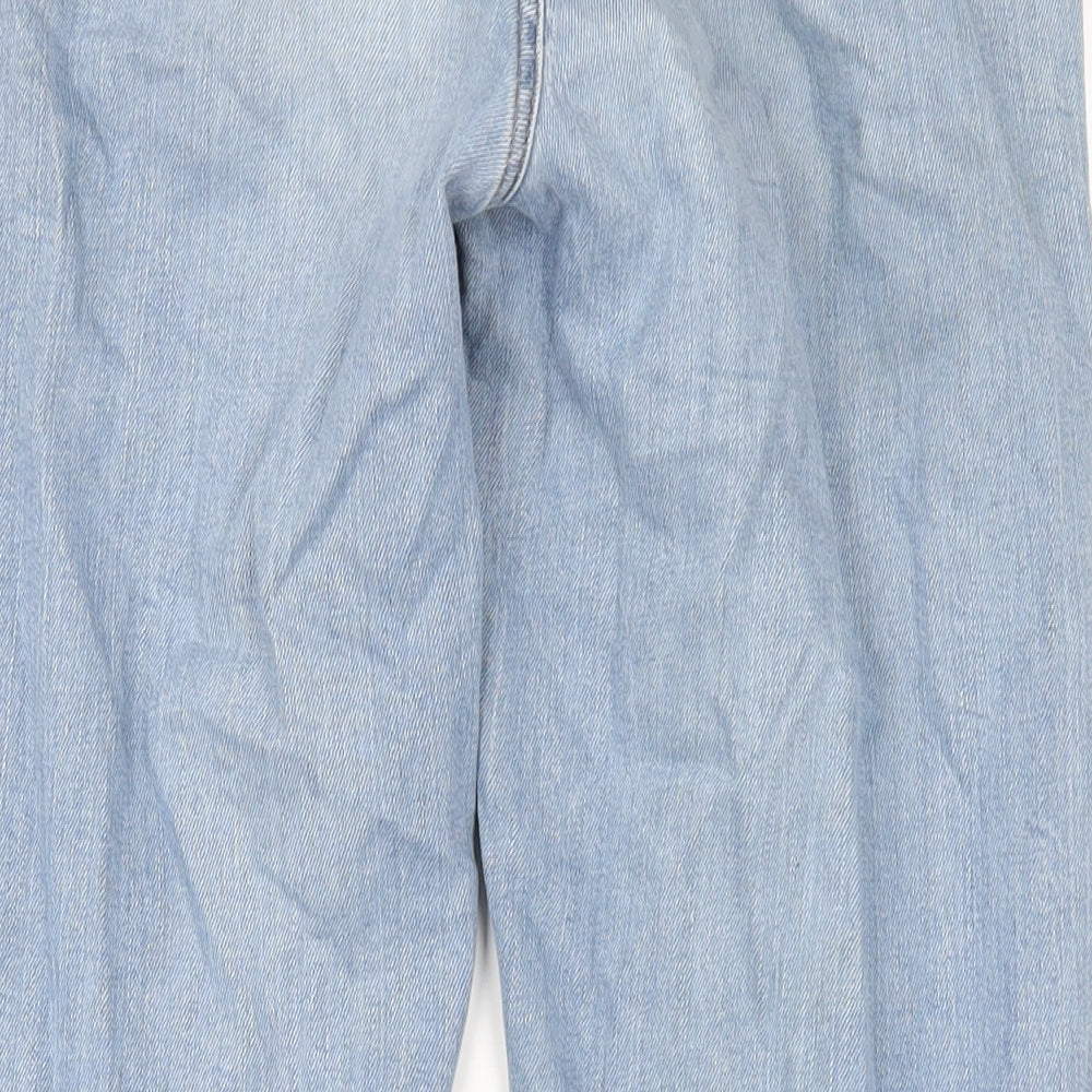 Marks and Spencer Womens Blue Cotton Mom Jeans Size 10 L30 in Regular Zip