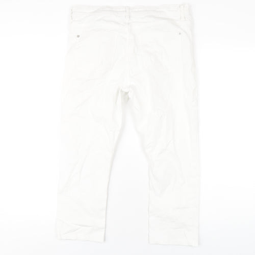 Marks and Spencer Womens White Cotton Cropped Jeans Size 12 L21 in Regular Zip