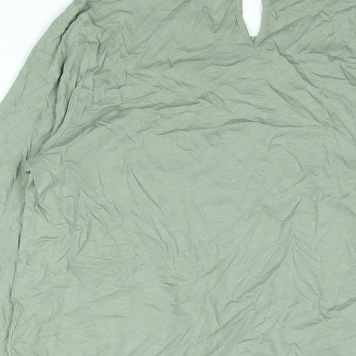 Marks and Spencer Womens Green Viscose Basic Blouse Size 10 Round Neck - Rouched Detail