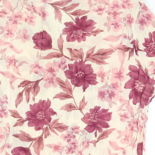 Autonomy Womens Pink Floral Polyester Basic Blouse Size 16 V-Neck