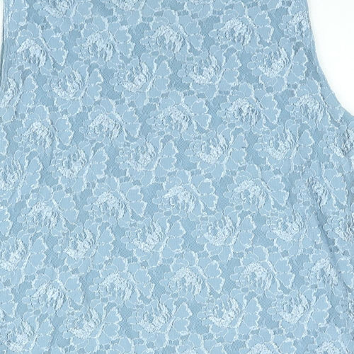 Bonmarché Womens Blue Nylon Camisole Blouse Size M Round Neck