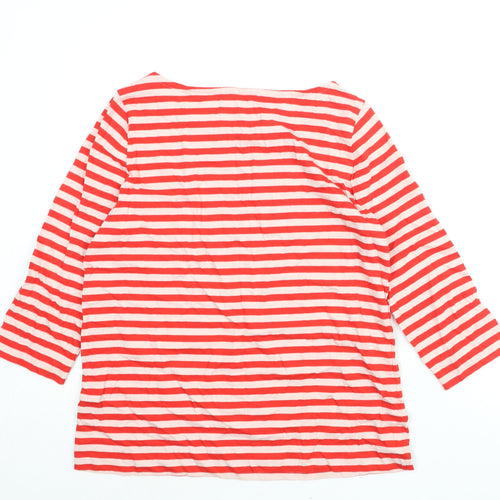 Woolovers Womens Red Striped Cotton Basic Blouse Size M Boat Neck