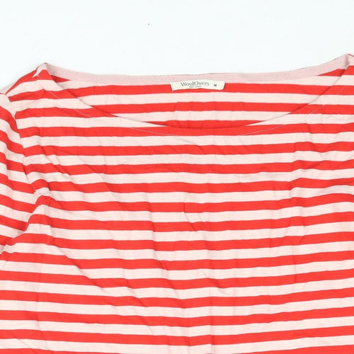 Woolovers Womens Red Striped Cotton Basic Blouse Size M Boat Neck