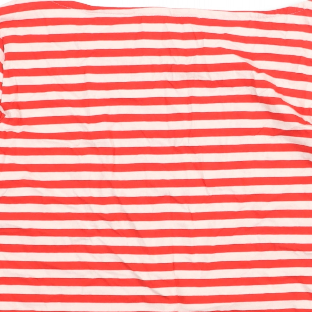 Woolovers Womens Red Striped Cotton Basic Blouse Size M Boat Neck