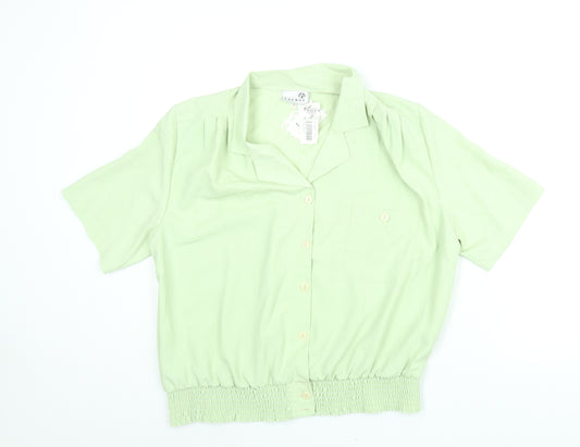 First Avenue Womens Green Polyester Basic Blouse Size 18 Collared - Vintage