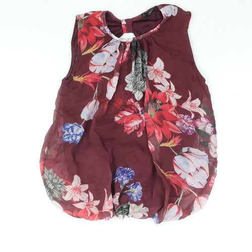 Quiz Womens Red Floral Polyester Camisole Blouse Size 8 Round Neck