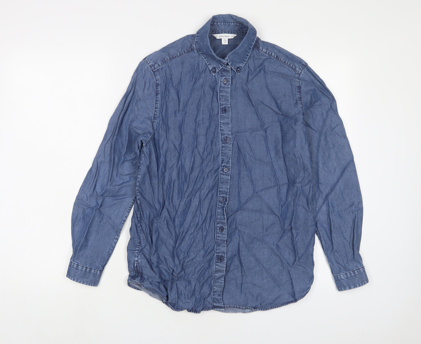 & Other Stories Womens Blue Lyocell Basic Button-Up Size 6 Collared