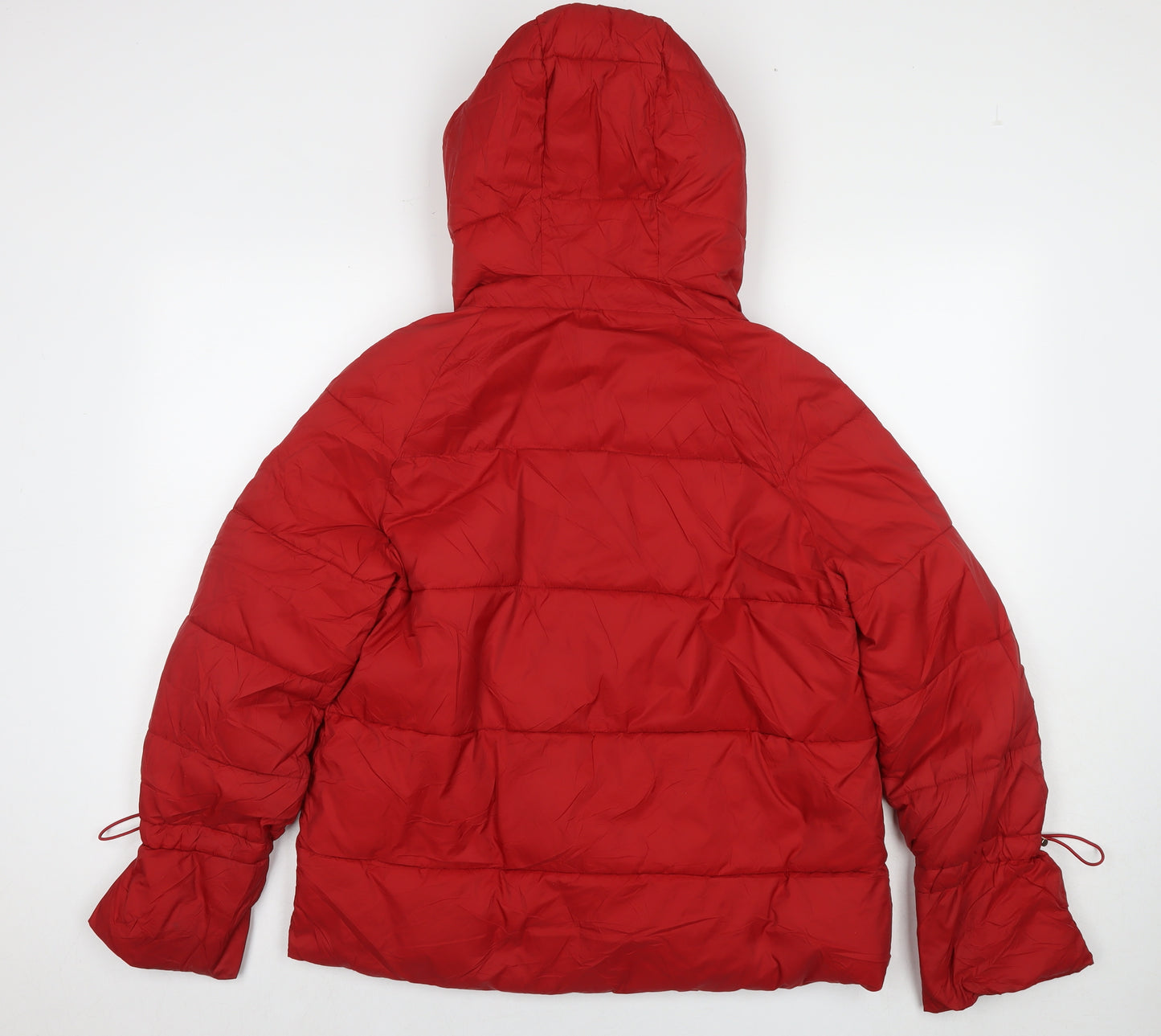 Zara Womens Red Puffer Jacket Coat Size M Zip