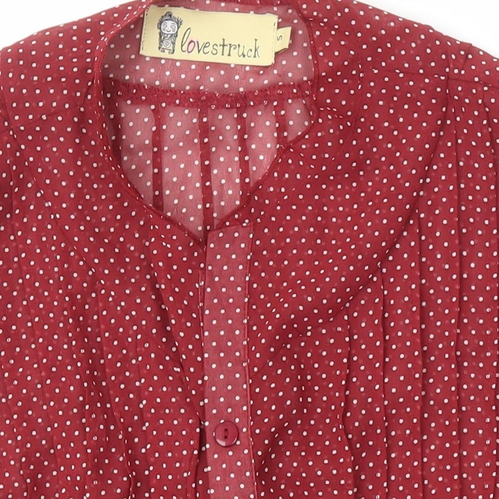 Lovestruck Womens Red Polka Dot Polyester Tunic Blouse Size 10 Round Neck