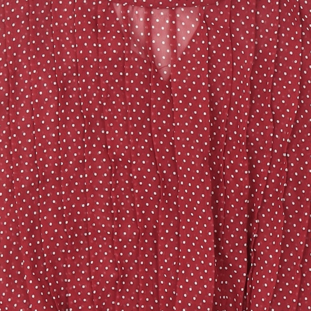 Lovestruck Womens Red Polka Dot Polyester Tunic Blouse Size 10 Round Neck