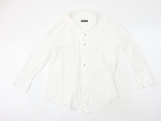 Mint Velvet Womens White 100% Cotton Basic Blouse Size S Collared