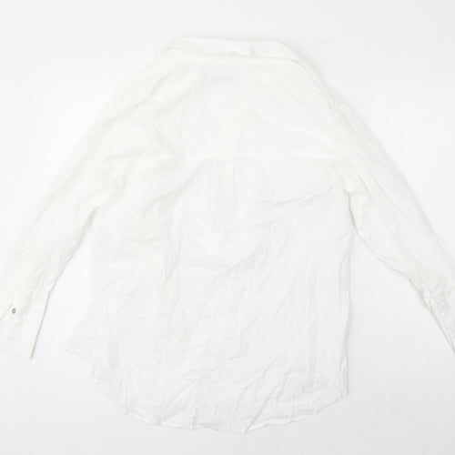 Mint Velvet Womens White 100% Cotton Basic Blouse Size S Collared