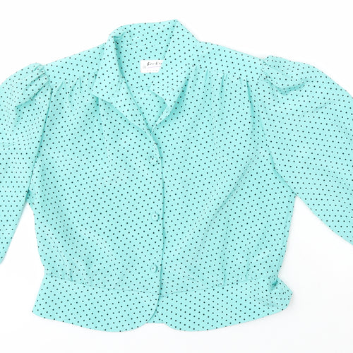 Berkertex Womens Green Polka Dot Polyester Tunic Blouse Size 14 Collared