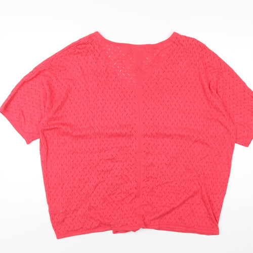 Bonmarché Womens Red Nylon Basic T-Shirt Size L V-Neck