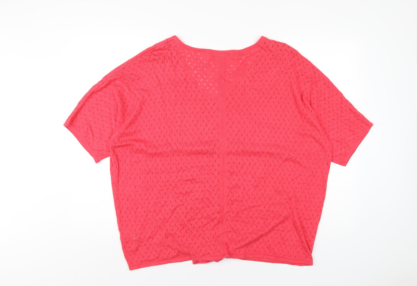 Bonmarché Womens Red Nylon Basic T-Shirt Size L V-Neck