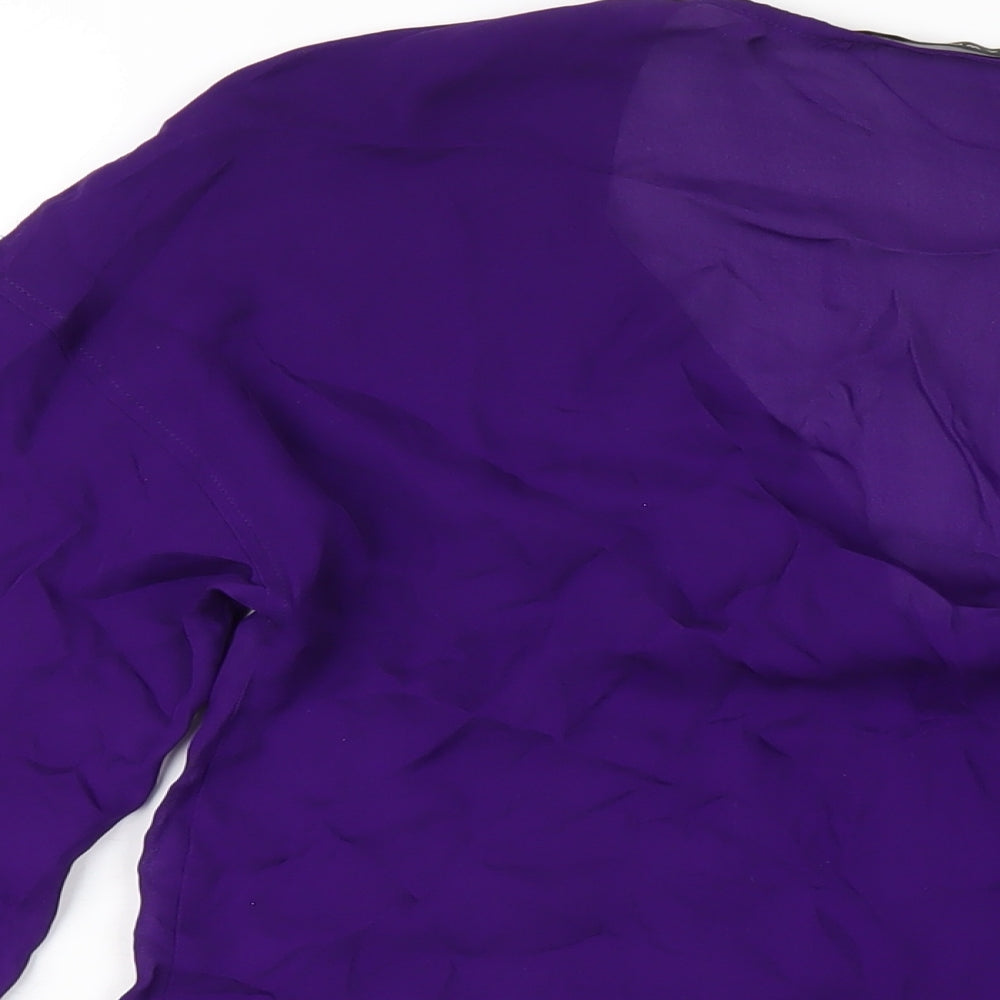 Zara Womens Purple Silk Basic Blouse Size M V-Neck