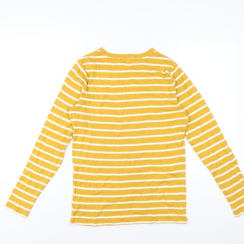 Gap Womens Yellow Striped Cotton Basic T-Shirt Size L Round Neck