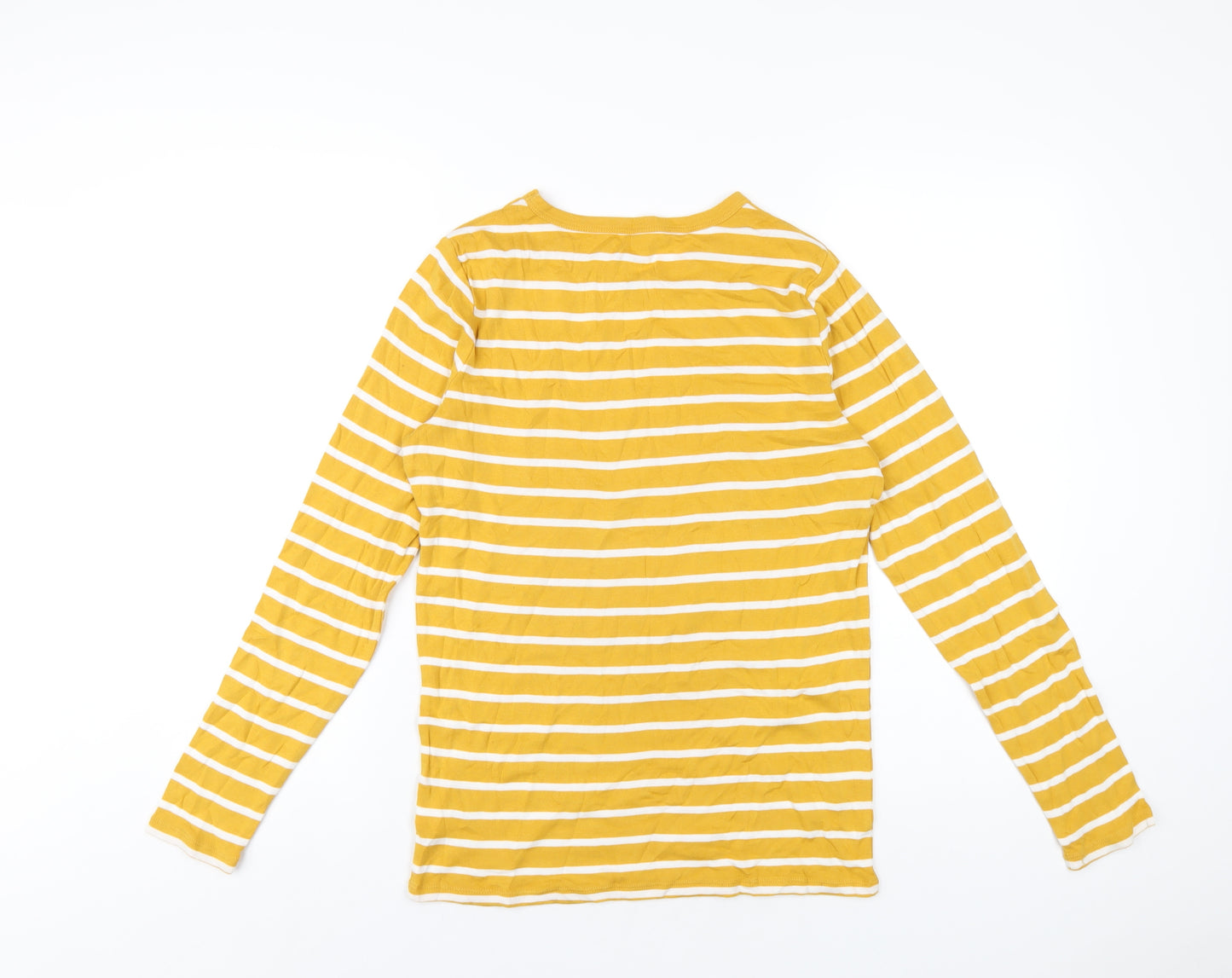 Gap Womens Yellow Striped Cotton Basic T-Shirt Size L Round Neck