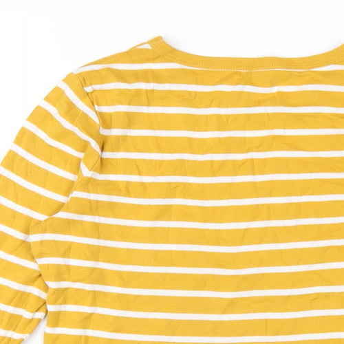 Gap Womens Yellow Striped Cotton Basic T-Shirt Size L Round Neck