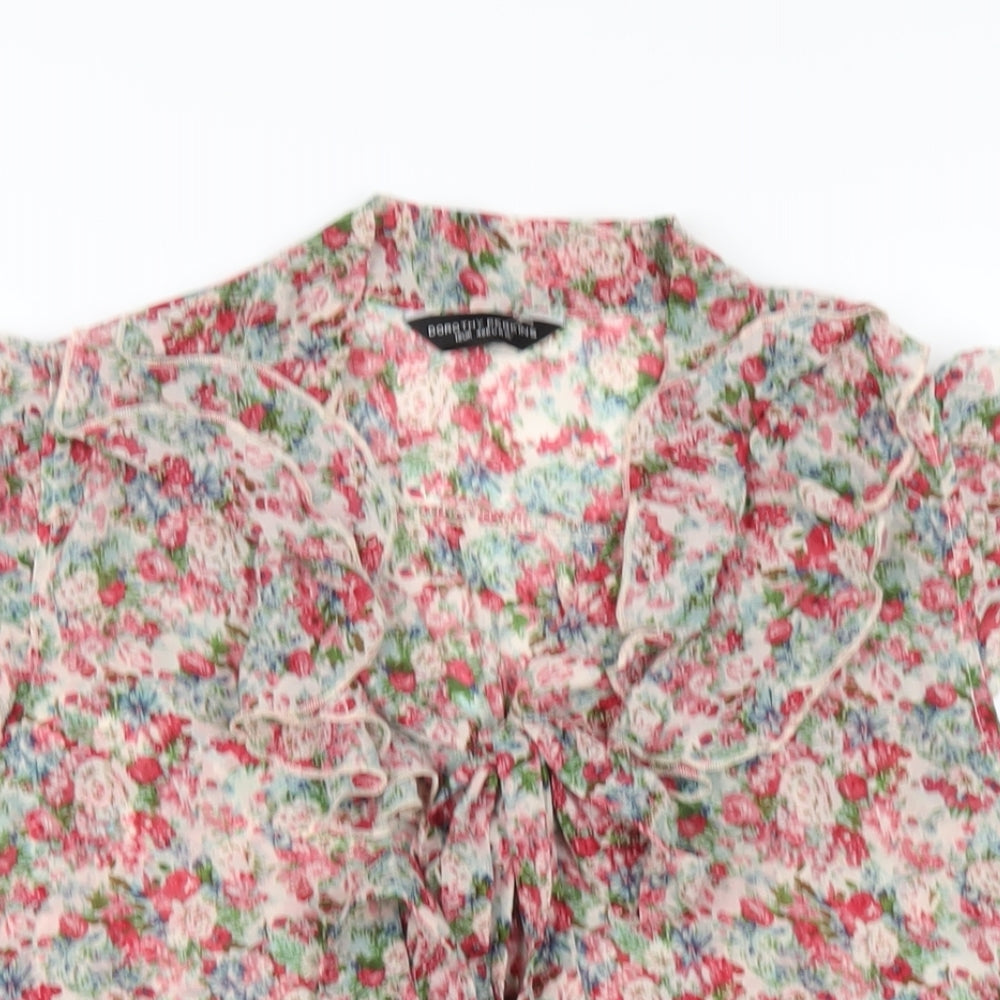 Dorothy Perkins Womens Multicoloured Floral Polyester Basic Blouse Size 12 V-Neck