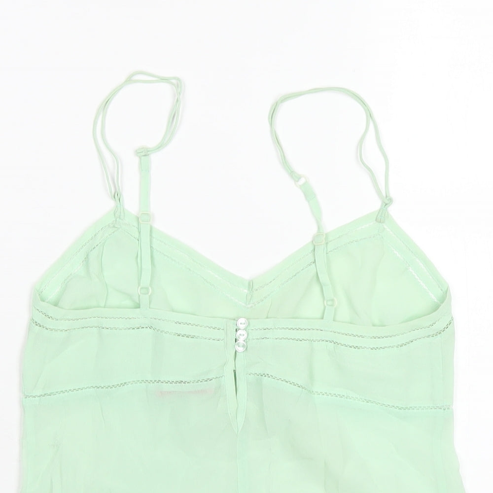 Reiss Womens Green Silk Camisole T-Shirt Size S V-Neck