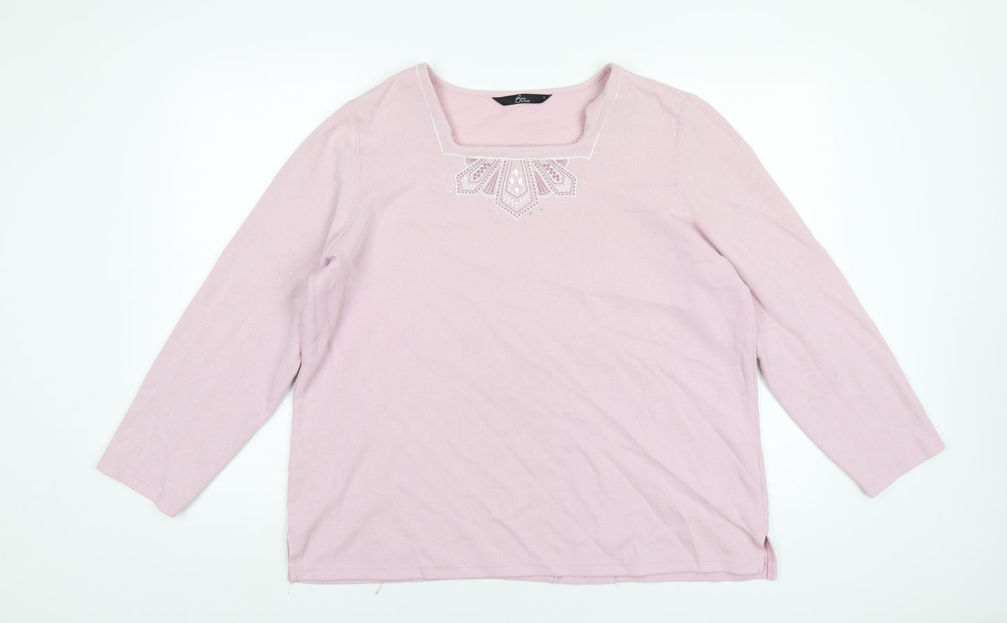 Bonmarché Womens Pink Polyester Basic T-Shirt Size L Square Neck