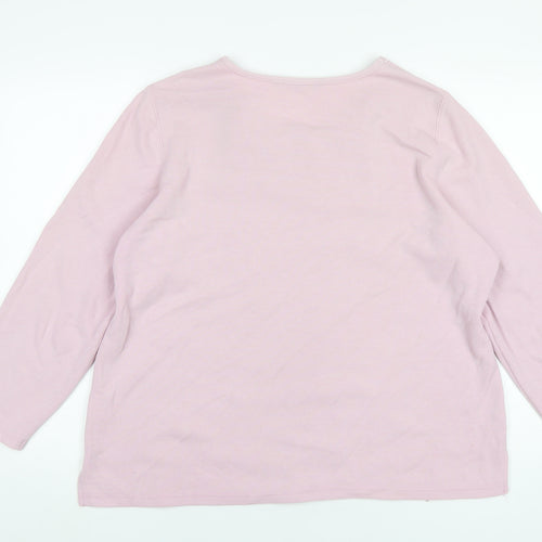 Bonmarché Womens Pink Polyester Basic T-Shirt Size L Square Neck