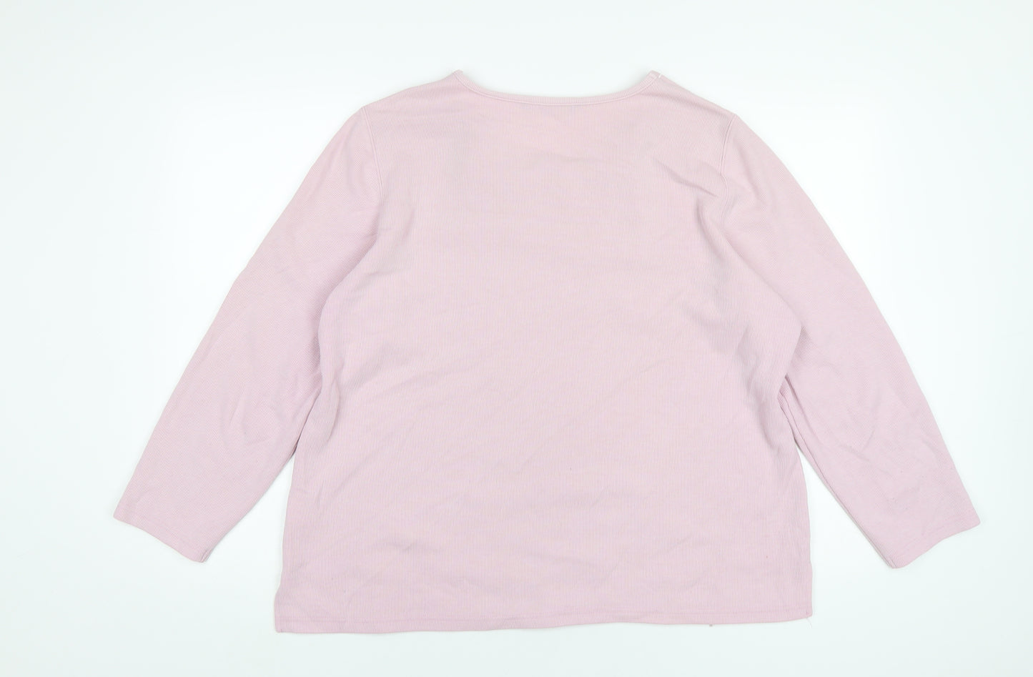 Bonmarché Womens Pink Polyester Basic T-Shirt Size L Square Neck