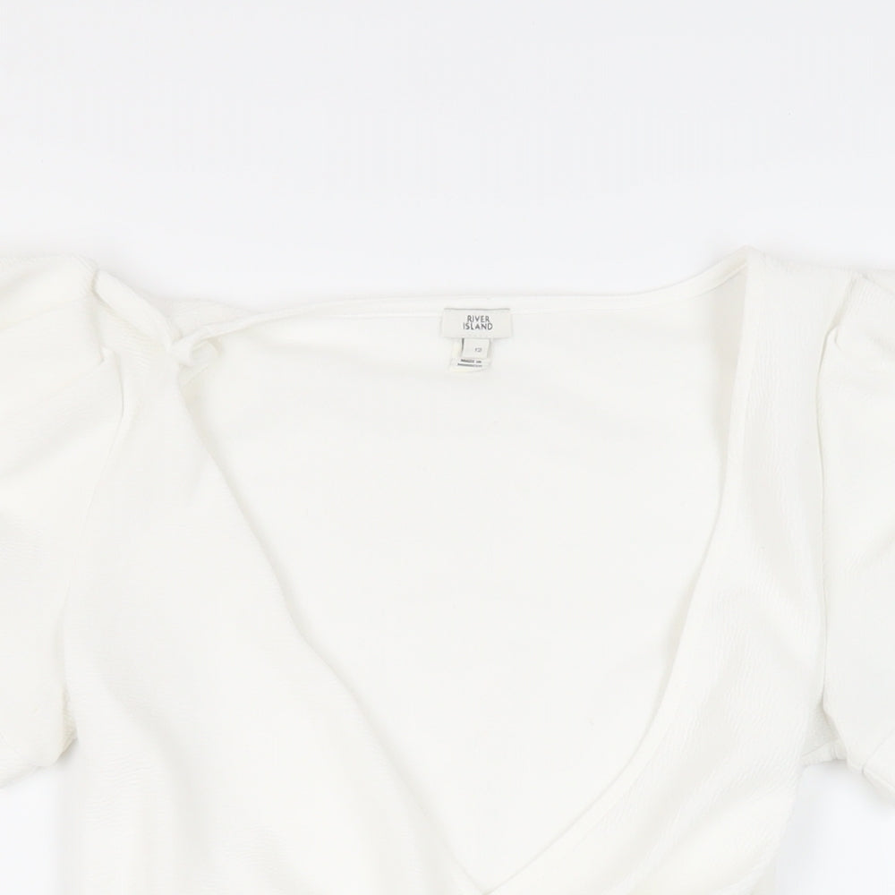 River Island Womens White Polyester Wrap Blouse Size 12 V-Neck