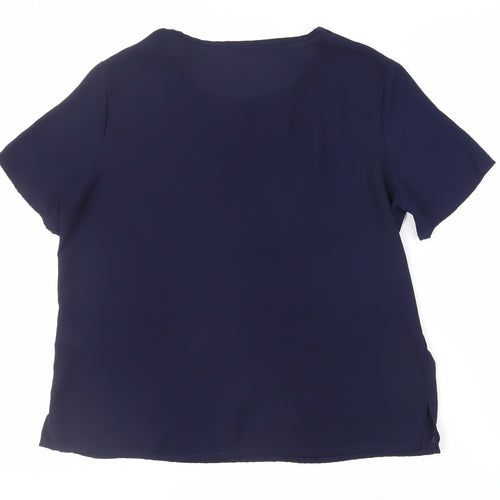 Berkertex Womens Blue Polyester Basic Blouse Size 16 Round Neck