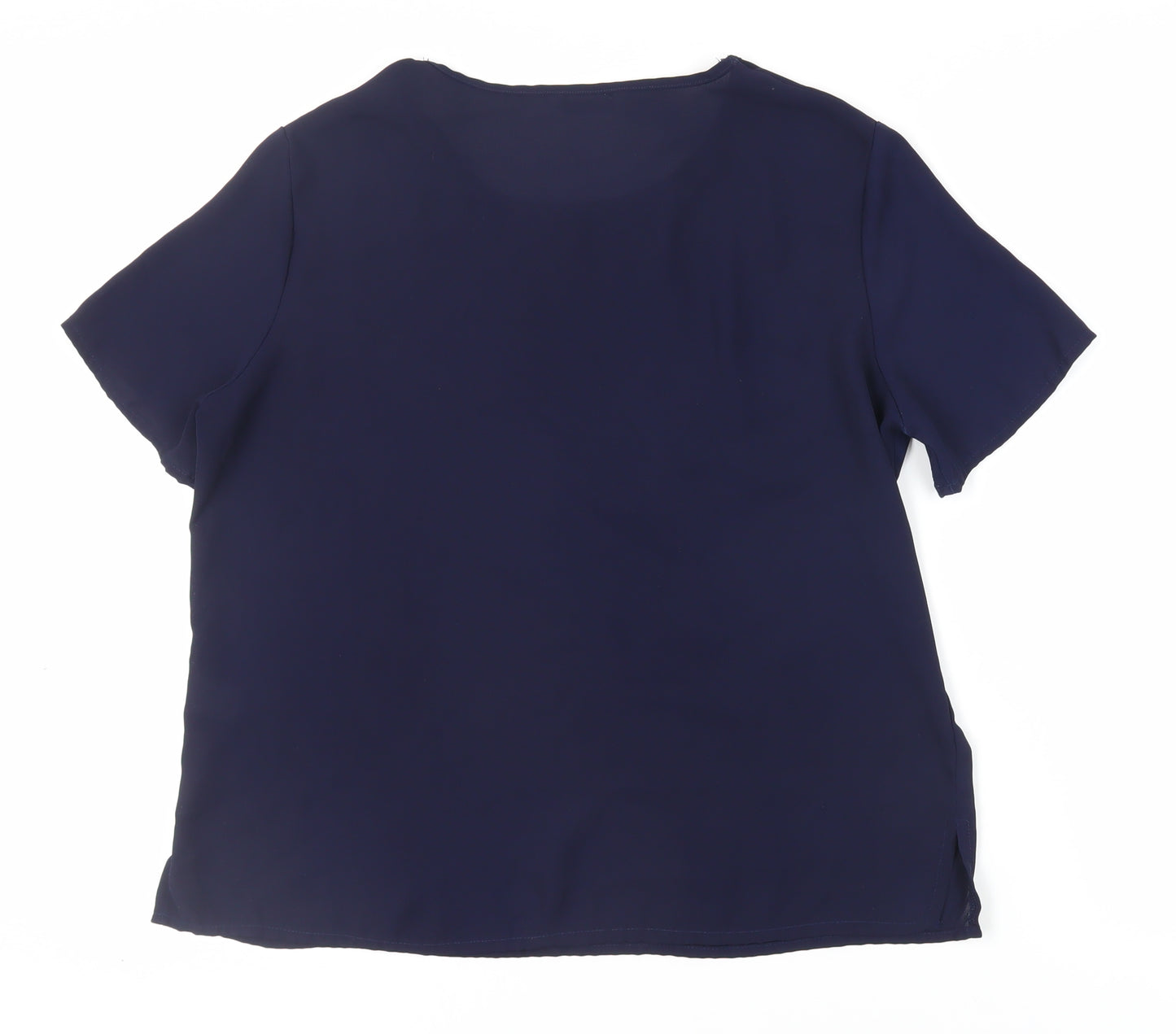 Berkertex Womens Blue Polyester Basic Blouse Size 16 Round Neck