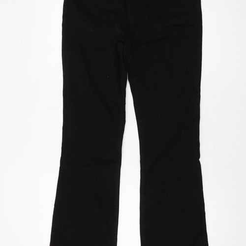 Marks and Spencer Womens Black Cotton Bootcut Jeans Size 12 L33 in Regular Button