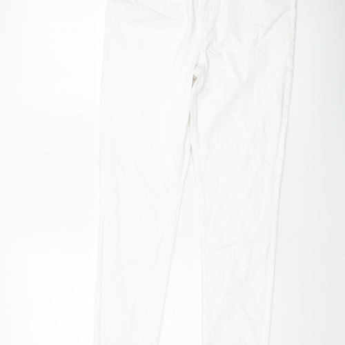 Marks and Spencer Womens White Cotton Skinny Jeans Size 12 L29 in Regular Button