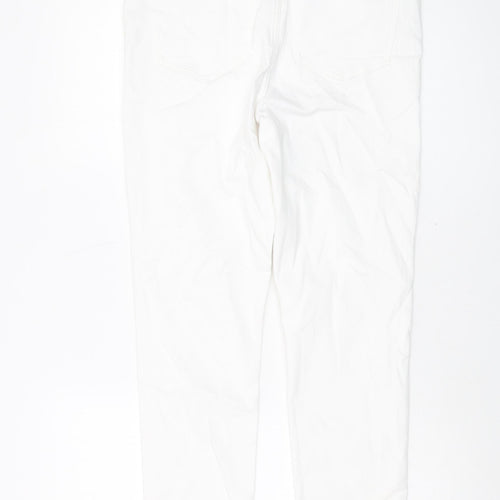 Marks and Spencer Womens White Cotton Skinny Jeans Size 12 L29 in Regular Button